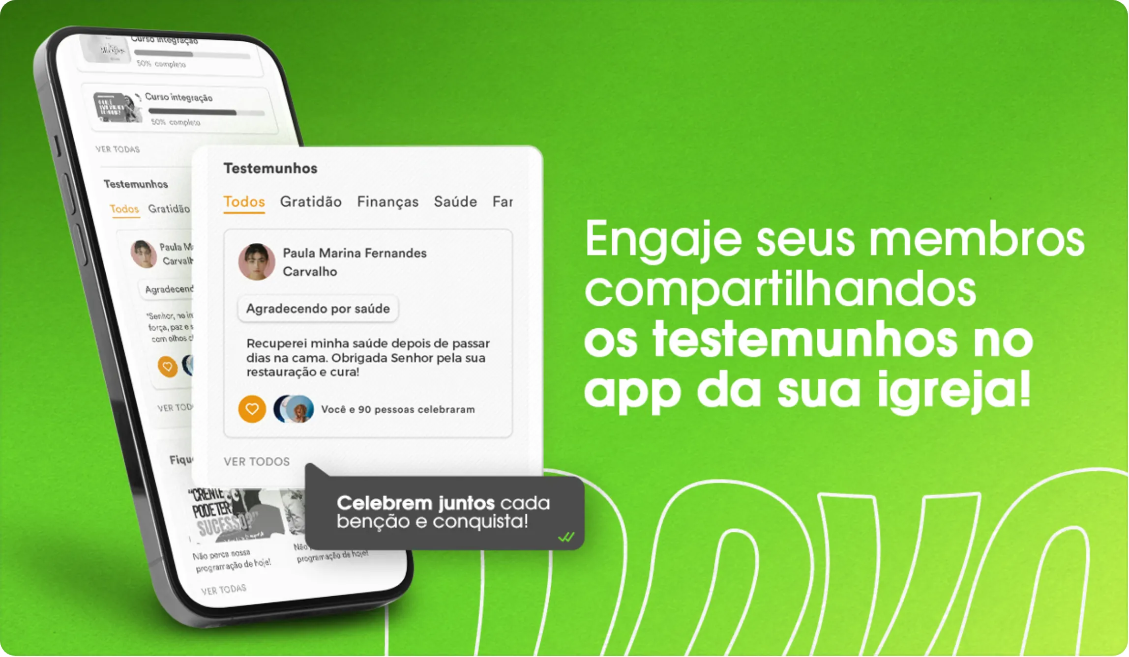 Testemunhos na home do app: agora, todos podem compartilhar suas histórias de fé