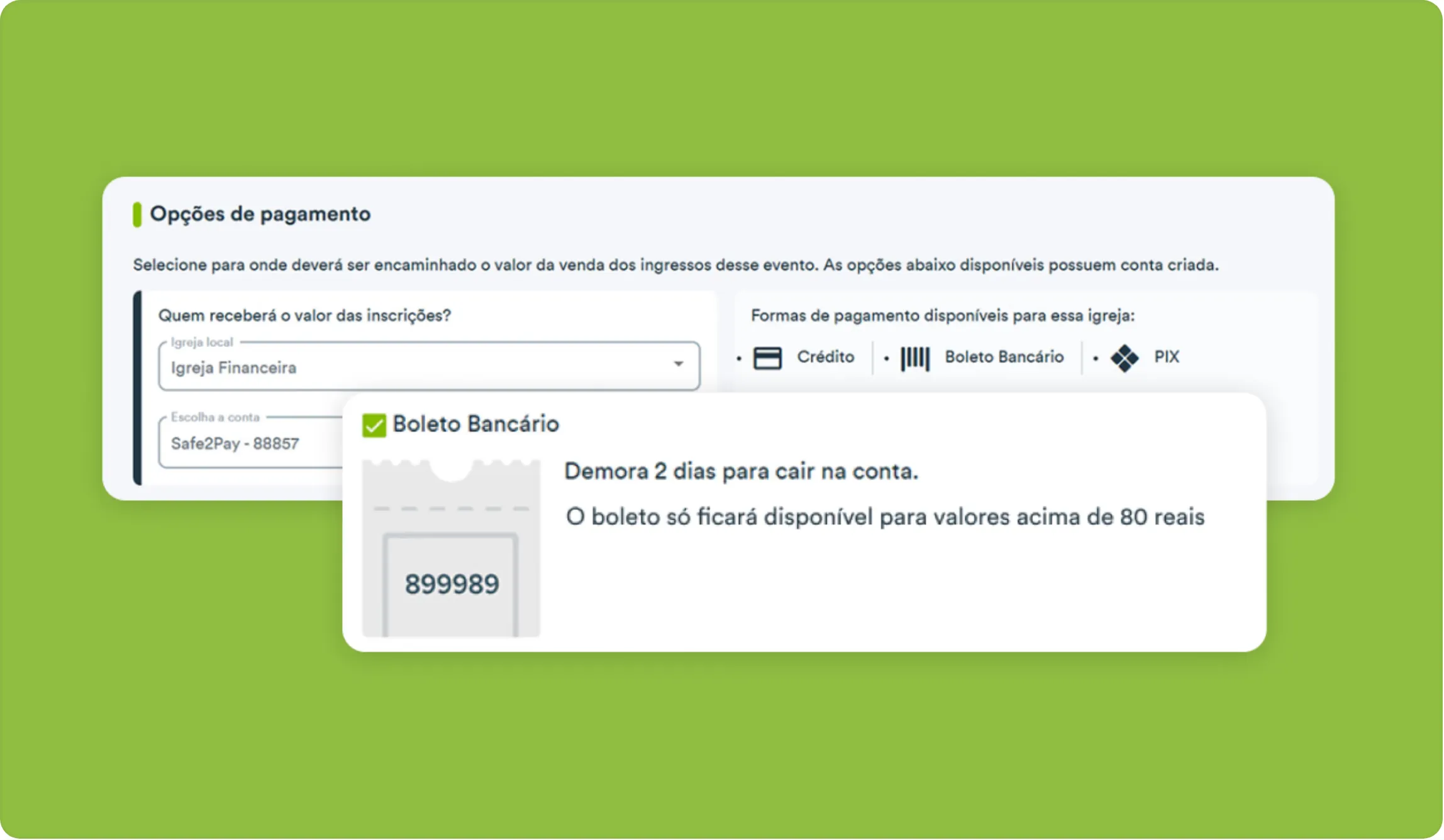 Boleto disponível apenas para compras acima de R$ 80