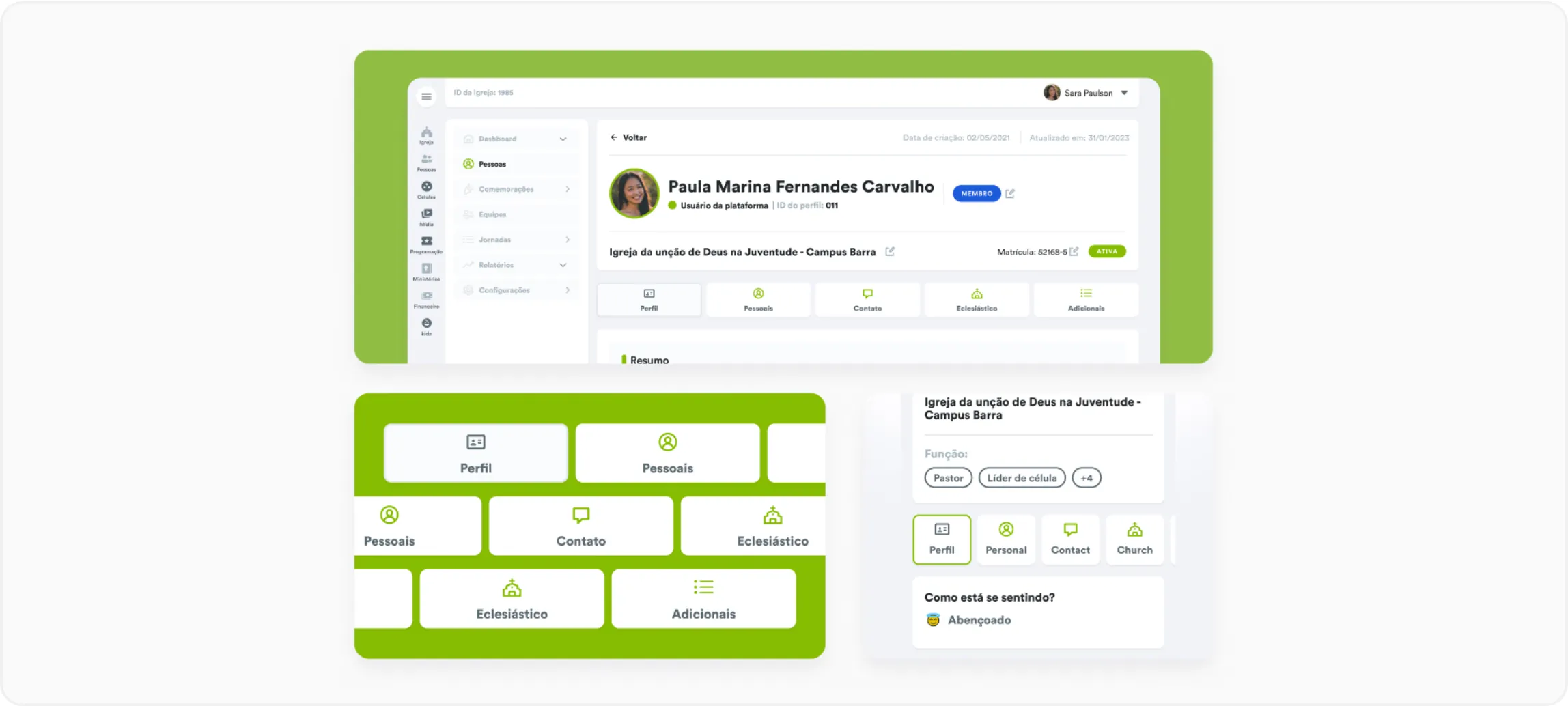 O perfil de cada pessoa, com visualização mais organizada.