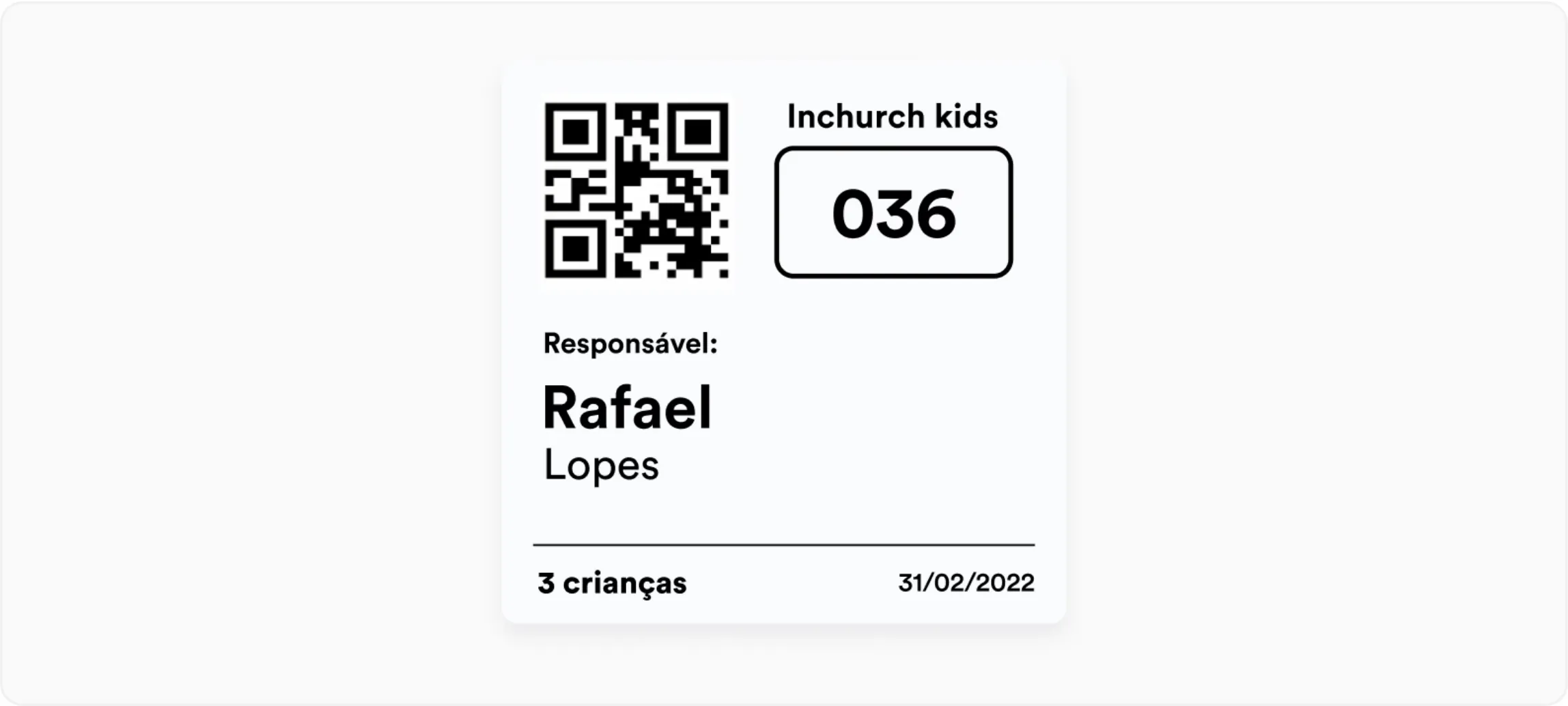 Impressão do nome do responsável na etiqueta da criança